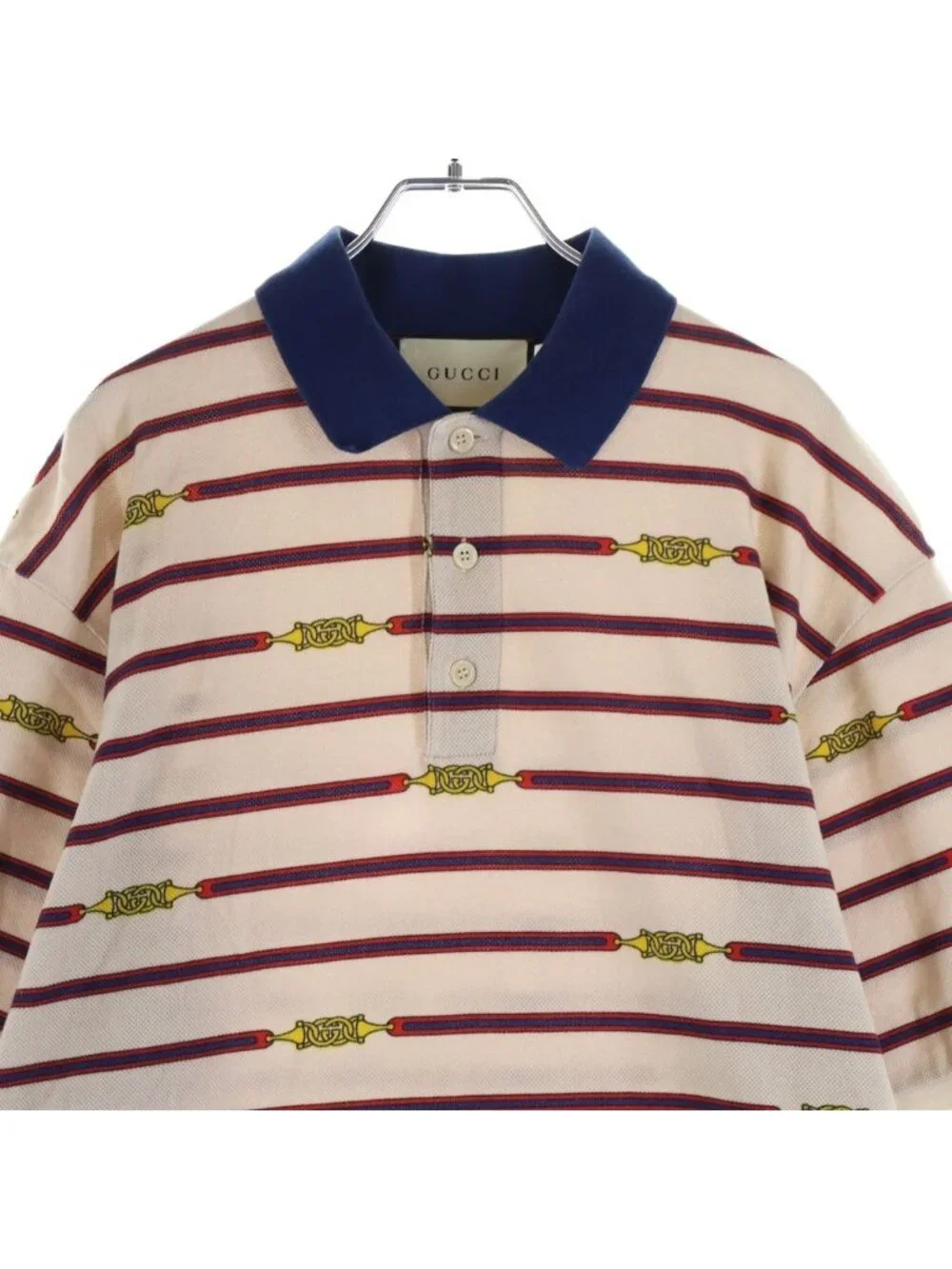 Gucci Polo Shirt Border Short Sleeve Beige